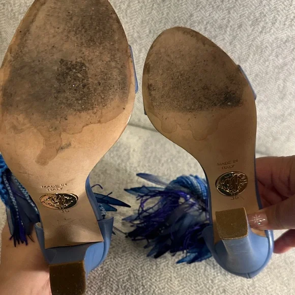 Roberto Cavalli - size 36 Light Blue Women's Fringe Heeled Sandals - Picture 5 of 9